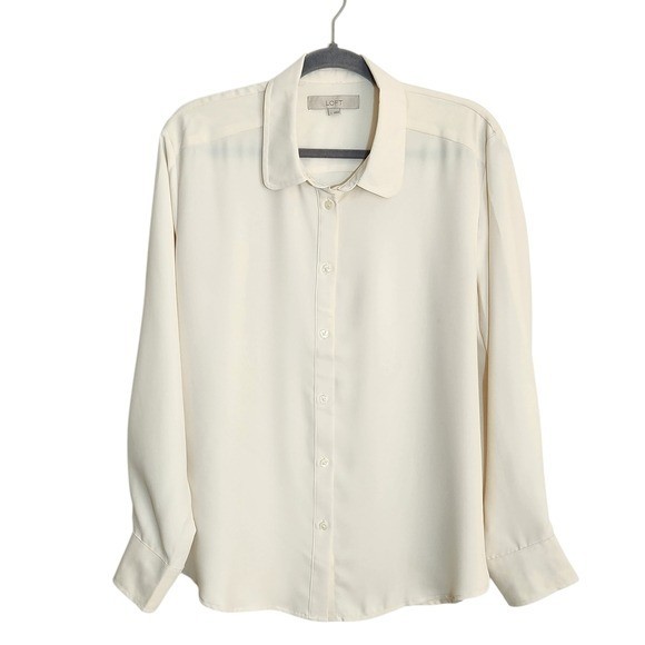 LOFT Cream Button Down Blouse Size Large - image 1