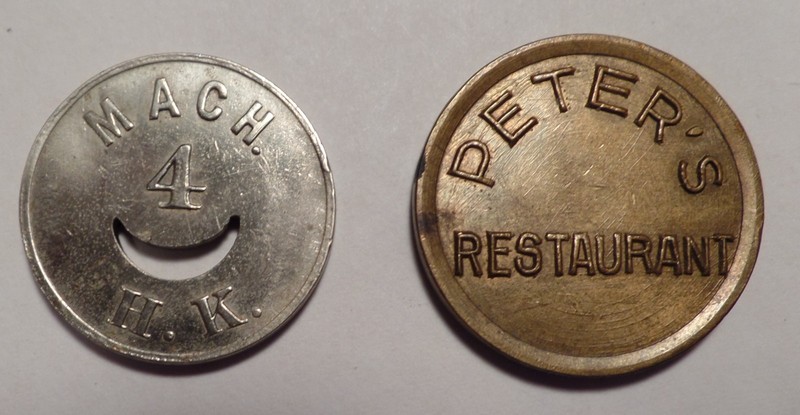 2 unlisted trade tokens maverick – Mach. 4 H.K. 5¢ - Peter’s Restaurant