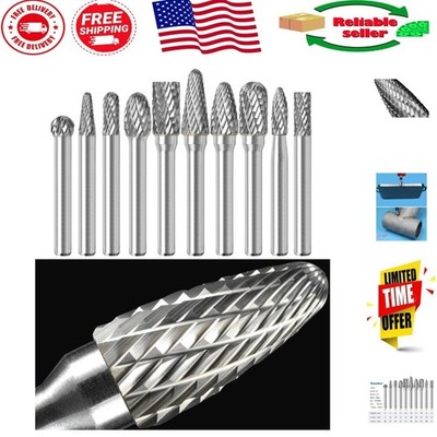 Versatile 10-Pcs Carbide Burr Set w/Clear Box - 1/4'' Shank for Rotary Tools