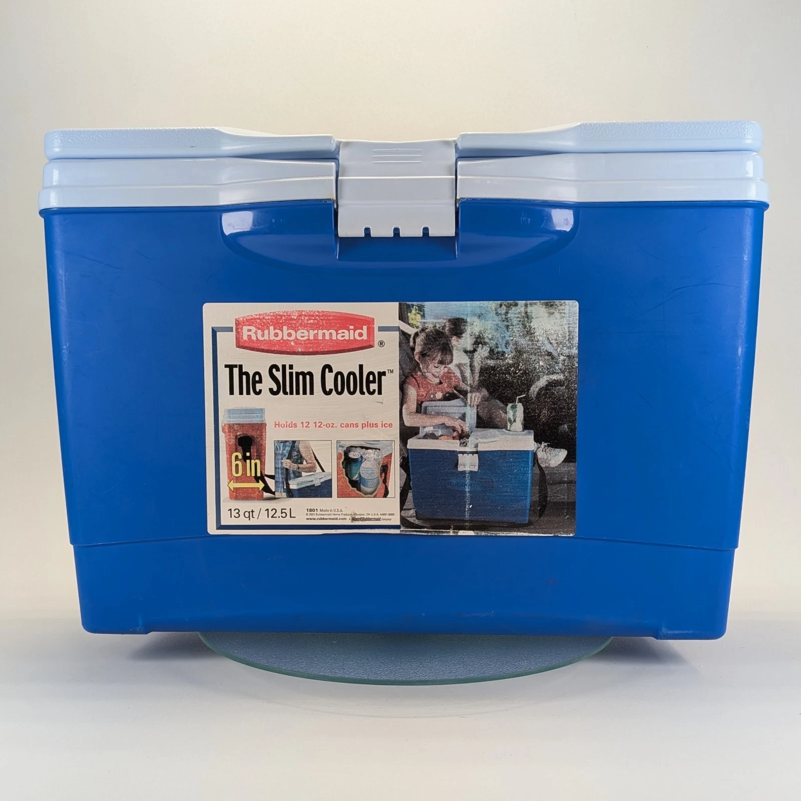 Vintage Rubbermaid The Slim Cooler 13Qt Dual Open Lid Adjustable Strap 12 Cans