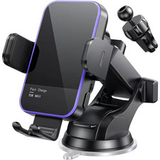 15W Wireless Car Charger Auto Clamping Phone Holder with RGB Backlit for Iphone