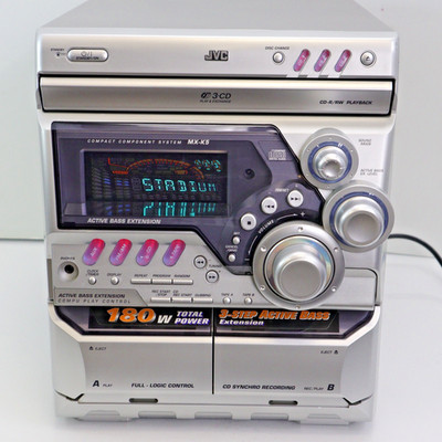 JVC MX-K5 Silver Compact Component System 3-CD Changer Cassette AM/FM