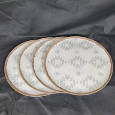 Place & Time Plates 10" Gray White Melamine Set of 4 Speckled Tribal Aztec Joann