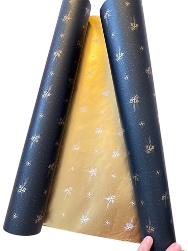 Authentic Chanel Black & Gold Logo Wrapping Paper Roll - Pre Owned