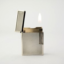 Vintage ST Dupont Line 1 1S BS Small Lighter. Silver Engine Turned. Made France.
