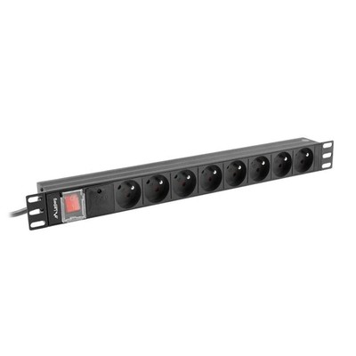 PDU RACK STECKER 19'' 1U 16A 8X 230V PL 2M SCHWARZ PDU-08E-0200-BK
