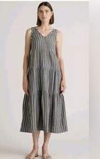 NWT Quince 100% Organic Cotton Gauze Tiered Maxi Dress Indigo Blue Size Small