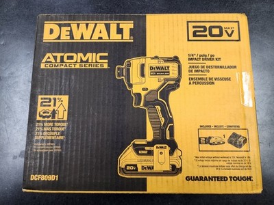 **NEW** DEWALT DCF809D1 ATOMIC 20V MAX Brushless 1/4'' Compact Impact Driver Kit