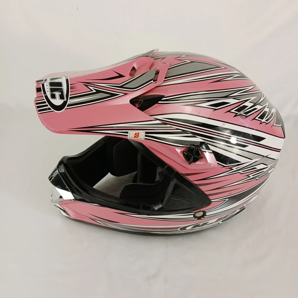 🏍️ 🏍️ Casco de Motocross Juvenil HJC Rosa Negro Gráfico MX Off-Road Talla Pequeña 🏍️ Foto 3 de 4