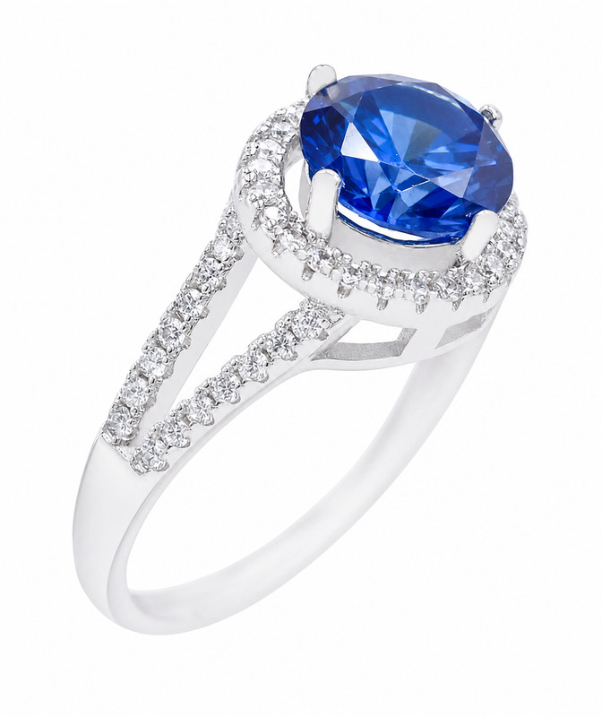 GENUINE 3.45 Cts ROYAL BLUE TOPAZ & WHITE SAPPHIRE RING 925 Sterling Silver NWT