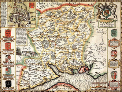 Hampshire historische Karte 1000 Stück Puzzle (1610) - John Speed
