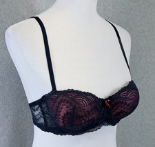 Marilyn Monroe Bra 34B Navy Blue Lace Pink Underwire Balconette NWOT