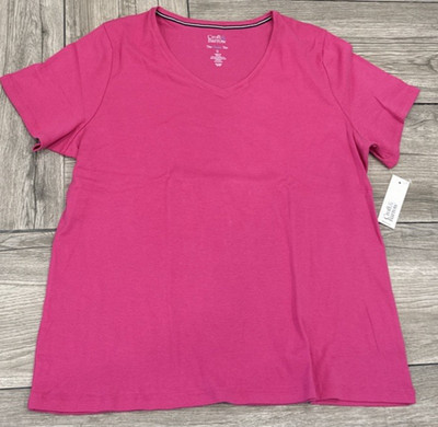 1X Croft & Barrow The Classic Tee Burma Pink 2019 Plus Size V Neck  T-Shirt
