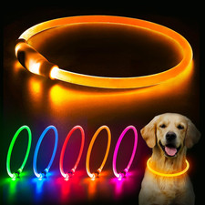 LED Dog Collar, USB Rechargeable Glowing Lighted up Collar, Cuttable Water-Resis