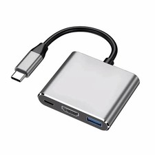 3-in-1 USB-C Hub HDMI 4K USB 3.0 Adapter Fast Charge for MacBook  Type-C