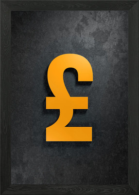 Britisches Pfund Symbol auf dunklem Roug gerahmtes Wandbild Poster Leinwanddruck Bild