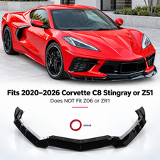 Fits 2020-2026 Chevy Corvette C8 Stingray Z51 Gloss Black Front Lip Splitter Kit