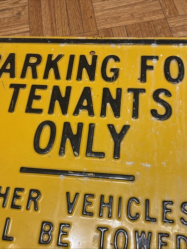Vintage Heavy Metal Embossed TENANTS ONLY Parking Sign - 18 x 18 - St. Louis, MO - Picture 4 of 14