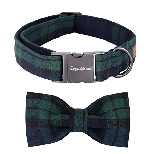 Unique Style Paws Christmas Dog & Cat Collar w/ Bow, Adjustable Soft Bowtie