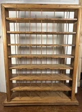 Vintage Wooden Thread Spool Rack Bobbin Holder Shelf, Color Names Approx 25x18x5