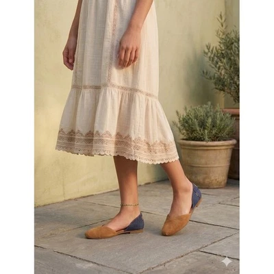 TOMS Jutti d'Orsay Flats Suede Chambray Tan Blue Pointed Toe Womens Size 8 - Image 1 of 4