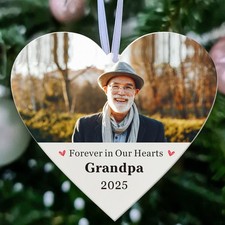Image of Personalised Photo Remembrance Christmas Bauble for Dad Mum Nan Memorial Gifts