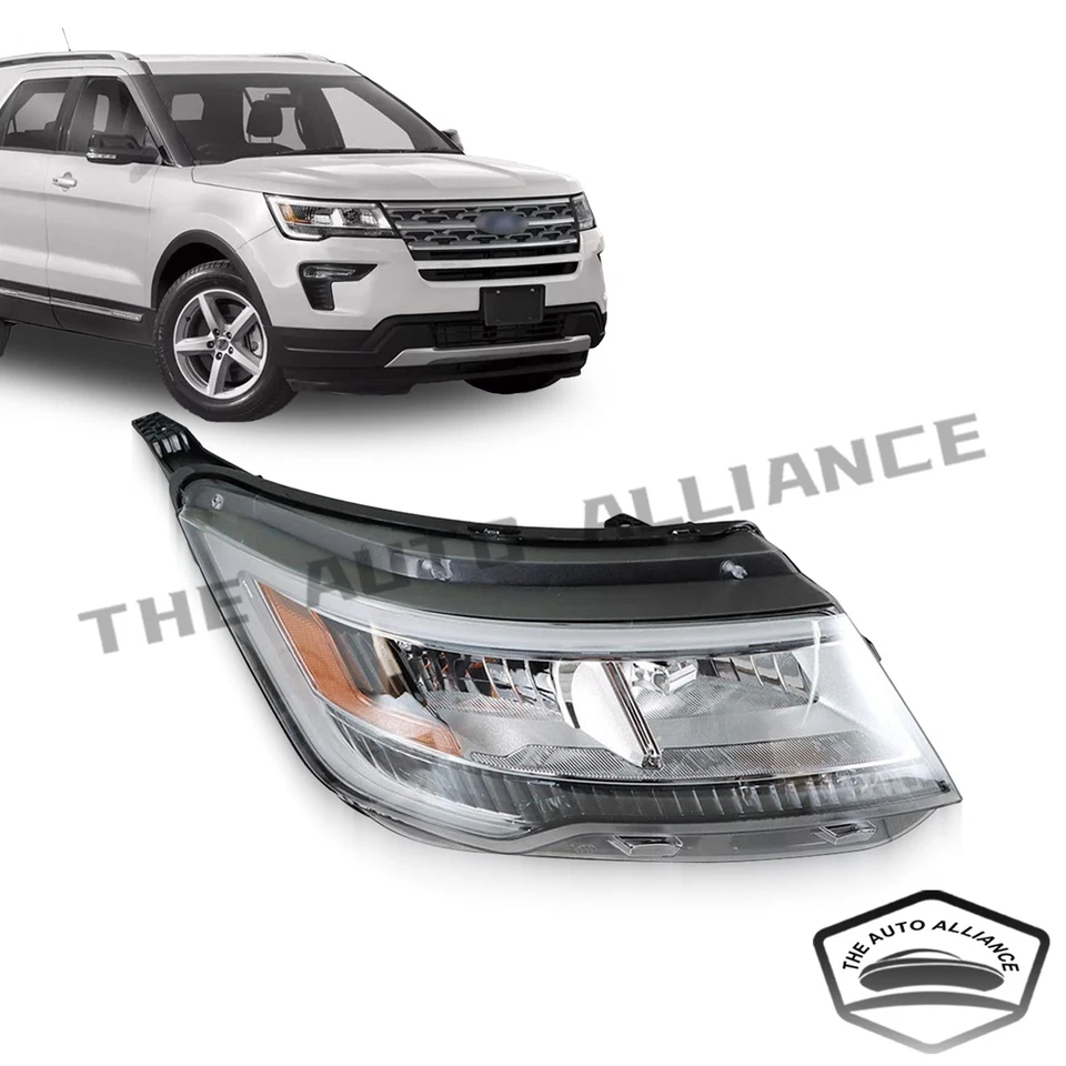 Faro derecho LED DRL halógeno negro para Ford Explorer 2016-2018 FB5Z13008 Foto 2 de 3