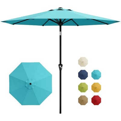 GarveeLife 9FT Patio Umbrella, Tilt Crank, 8~Rib, UV Waterproof, Sky Blue