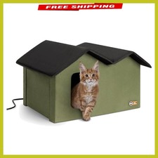 K H Safety Listed Weatherproof Cat House - Insulated  Heated for Winter Comfort