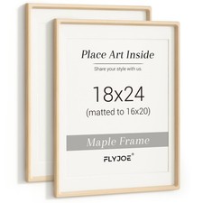 18 x 24 Poster Frame Set of 2, USA-Sourced Maple Wood Picture Frame with Temp...