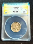 1913 BUFFALO NICKEL VARIETY 2 ANACS AU 58 698