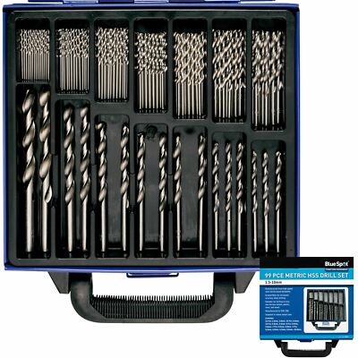 BlueSpot Metal HSS metrisch 99tlg Bohrer Set 1,5 bis 10 mm für Stahl Metall Holz