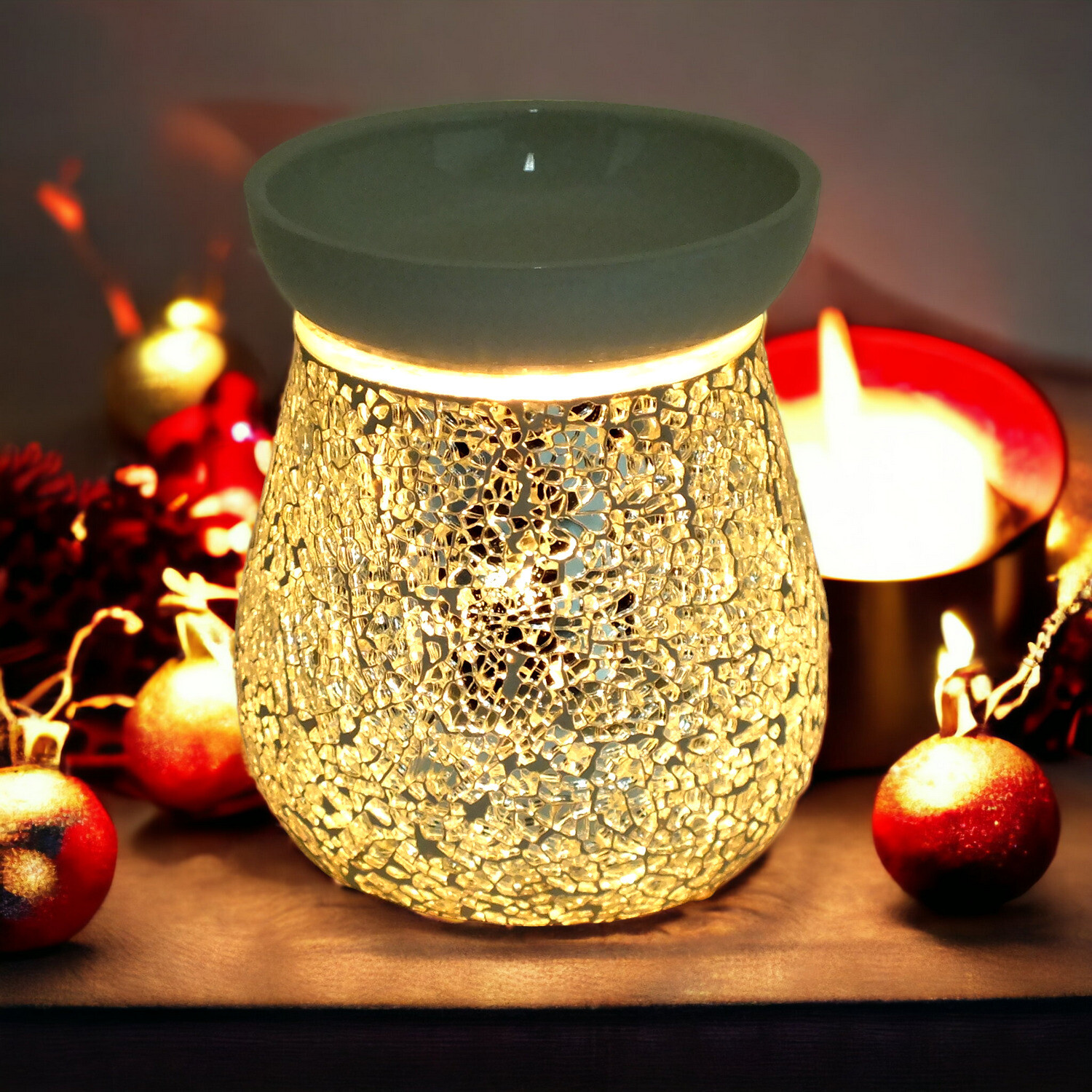 Electric Wax Burner Melter Warmer Aroma Fragrance Diffuser Lamp Silver