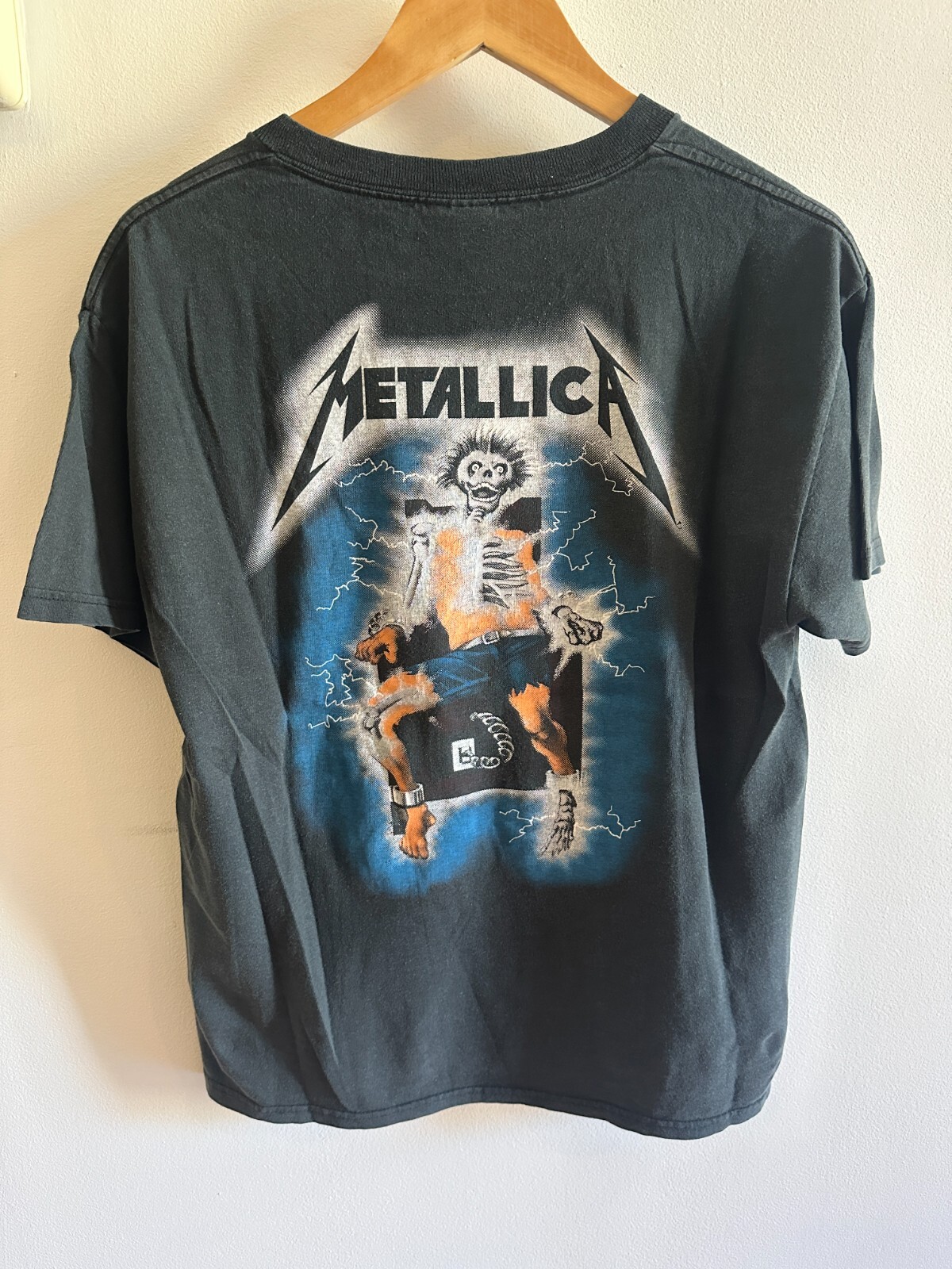 METALLICA Metallica Band T-shirt Band T Men's L size unclear black type Vintage Second Hand