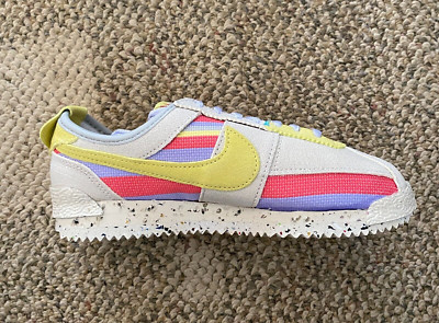 Nike Cortex X Union Flat Lace Up Shoes DR1413-100 Lemon Frost Men or Youth Sz 4