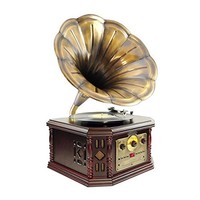 Pyle Vintage Phonograph Horn Turntable With Cd Cassette Am/fm Auxiliary Pyle Vintage Phonograph Horn Turntable With Cd Cassette Am/fm Auxiliary
