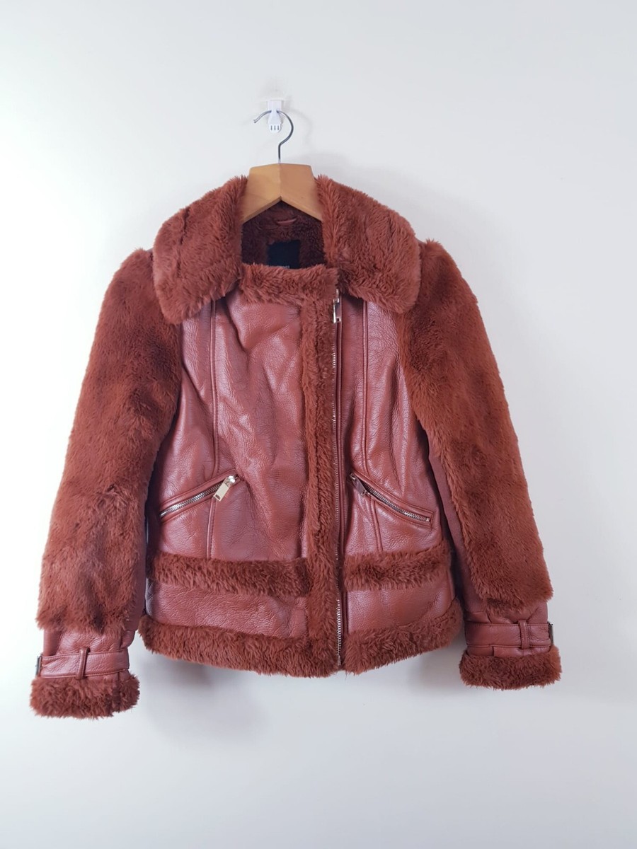 Faux Leather Jacket River Island Red Aviator Jacket River Island