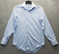 Calvin Klein Dress Shirt Men Blue Slim Fit Performance Non-Iron Collar Button-Up