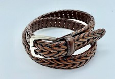 Boy's Woven Vegan Leather Braided Belt Multi Hole Design-L 30-32 EUC 