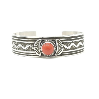 Adrian Reeves Long Mediterranean Coral Navajo Sterling Silver Stacker ...