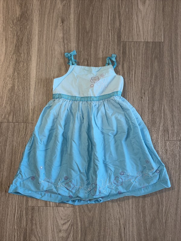 Blueberi Boulevard Girls Dress - Blue With Embroidered Flowers - Size 6 - EUC