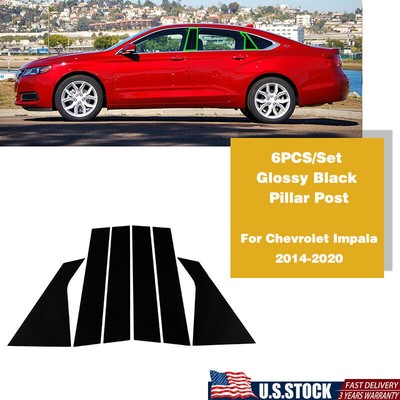 Door Trim Pillar Covers 6pc Glossy Piano Black Pillar Post Covers For Chevy Impala 2014-2020 Door Trim Kit Piano Black Trim Kit