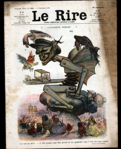 JOURNAL "LE RIRE" N°292 du 5.09.1908 / Aviateur WRIGHT illustré LEANDRE, POULBOT - 第 1/7 張圖片
