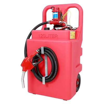Gasoline Diesel Fuel Caddy Tank 32 Gallon, Portable Fuel Transfer