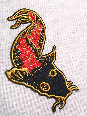 Patch Brodé Thermocollant Os Poisson Squelette - Noir Et Blanc, Décoration Vêtements