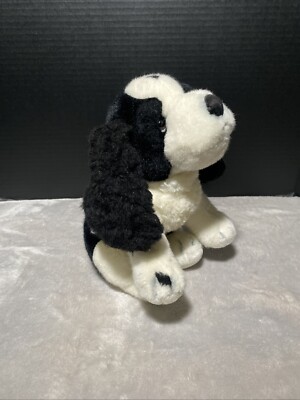 Plush Dog White Black Spot Puppy Floppy Realistic Soft Toy Pet Lovey Laying 12''L