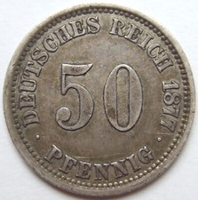 Münze Deutsches Reich Kaiserreich Silber 50 Pfennig 1877 J in Sehr schön