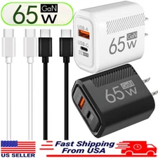 65W PD + USB A Fast Wall Charger Type C Cable For Motorola Moto G Power G Play