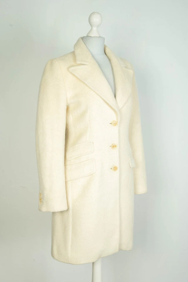 Gabardina Max Mara de lana de alpaca blanca/crema para dama talla S EE. UU. 6 GB 8 Foto 3 de 4