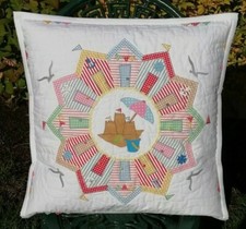 PATCHWORK APPLIQUED  SUMMER  BREEZE BEACH HUT CUSHION PATTERN BY Gail
